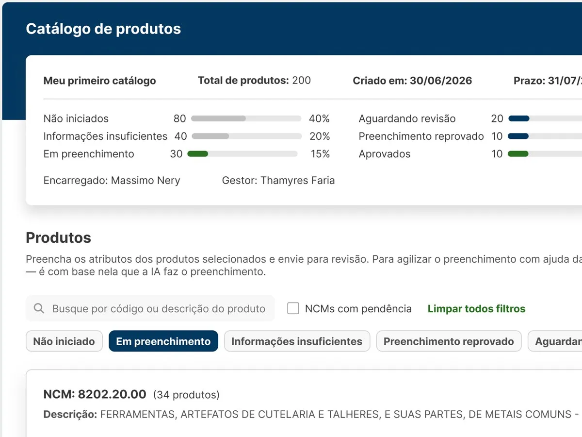 Tela: fluxo de aprovação multiusuário com trilha de auditoria