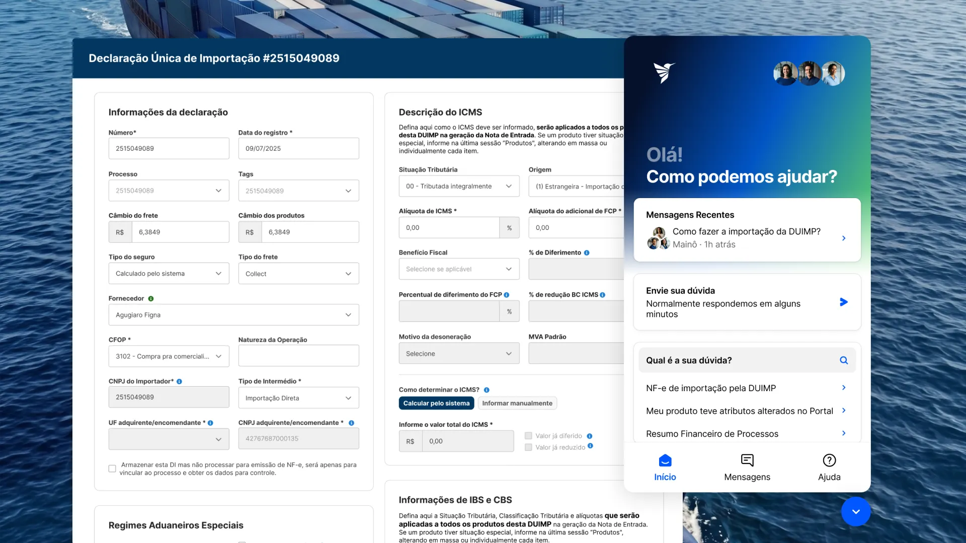 Tela do sistema Mainô — Atendimento Especializado
